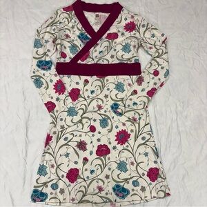 Tea Collection White Pink Floral Dress Size 8 VGUC Long Sleeve